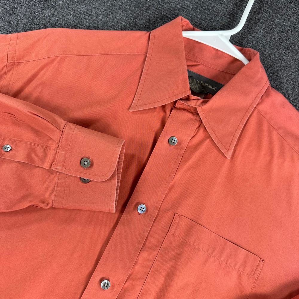 Banana Republic Button Down Mens M Medium Orange Long Sleeve Cotton Casual Shirt